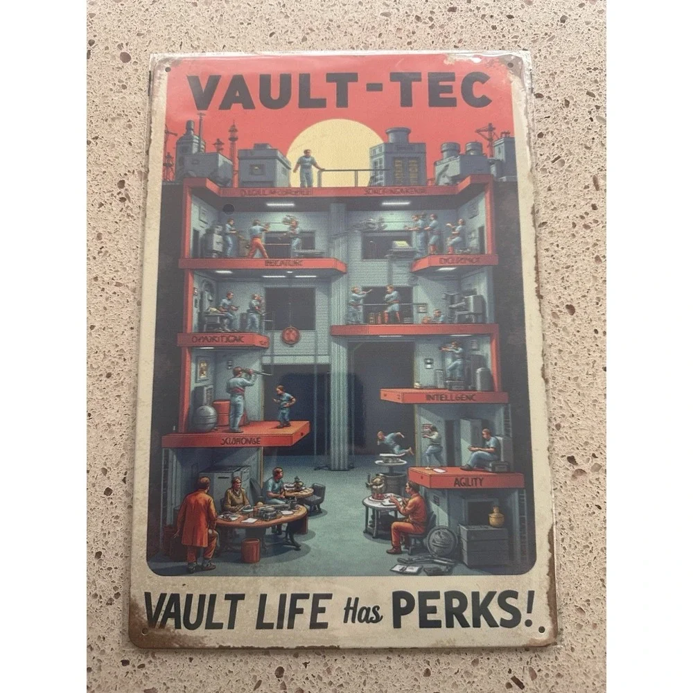 New Fallout 4 Vault-Tec Life has its Perks Tin Metal Sign 8x12 Wall Decor Gamer